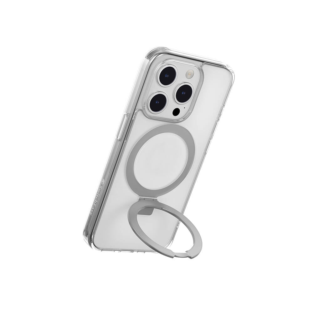 iPhone 15 Pro Kılıf M-safe Şarj Özellikli Yüzük Standlı Lisanslı Switcheasy Magstand-M Kapak