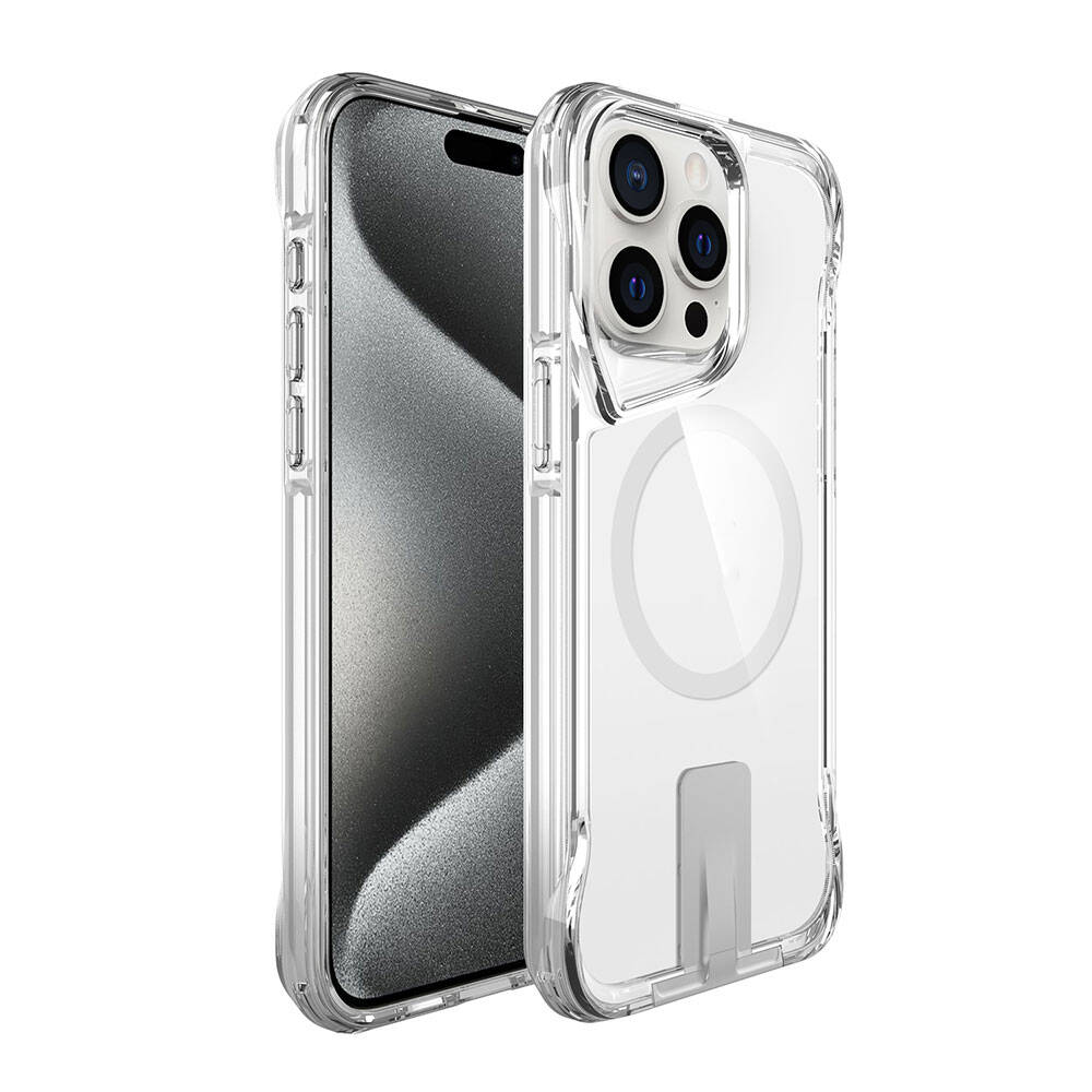 Apple iPhone 15 Pro Kılıf M-safe Şarj Özellikli Zore T-Max Standlı Kapak