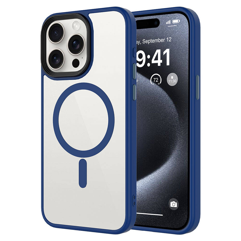 Apple iPhone 15 Pro Kılıf Mat Arka Yüzey Wireless Şarj Özellikli Zore Flet M-safe Kapak