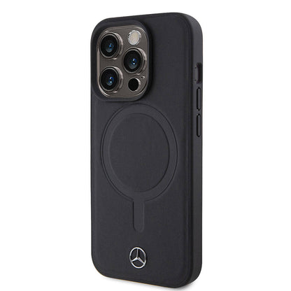 iPhone 15 Pro Kılıf Mercedes Benz M-safe Şarj Özellikli Yumuşak Deri Orjinal Lisanslı Kapak