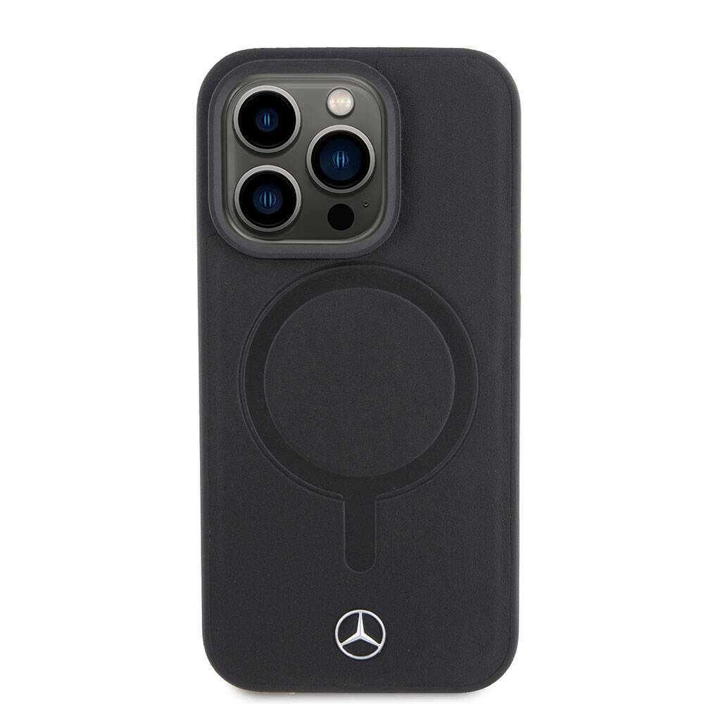 iPhone 15 Pro Kılıf Mercedes Benz M-safe Şarj Özellikli Yumuşak Deri Orjinal Lisanslı Kapak