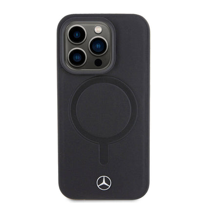 iPhone 15 Pro Kılıf Mercedes Benz M-safe Şarj Özellikli Yumuşak Deri Orjinal Lisanslı Kapak