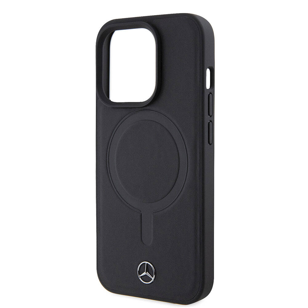 iPhone 15 Pro Kılıf Mercedes Benz M-safe Şarj Özellikli Yumuşak Deri Orjinal Lisanslı Kapak
