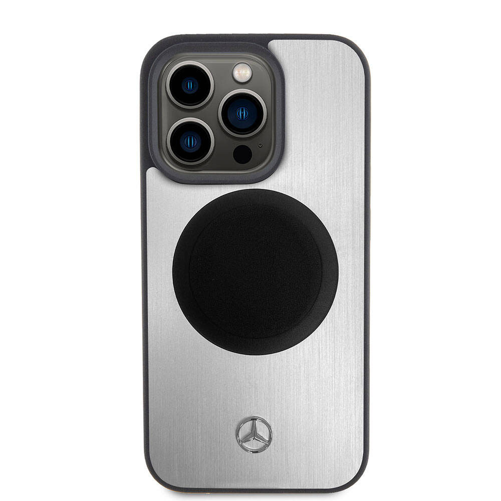 iPhone 15 Pro Kılıf Mercedes Benz Orjinal Lisanslı M-safe Şarj Özellikli Alüminyum Arka Yüzey Metal Yıldız Logolu Kapak