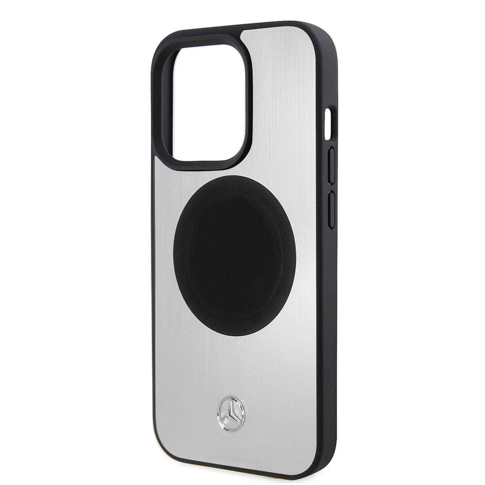 iPhone 15 Pro Kılıf Mercedes Benz Orjinal Lisanslı M-safe Şarj Özellikli Alüminyum Arka Yüzey Metal Yıldız Logolu Kapak