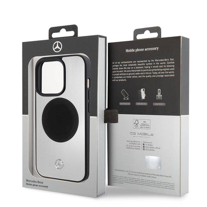 iPhone 15 Pro Kılıf Mercedes Benz Orjinal Lisanslı M-safe Şarj Özellikli Alüminyum Arka Yüzey Metal Yıldız Logolu Kapak