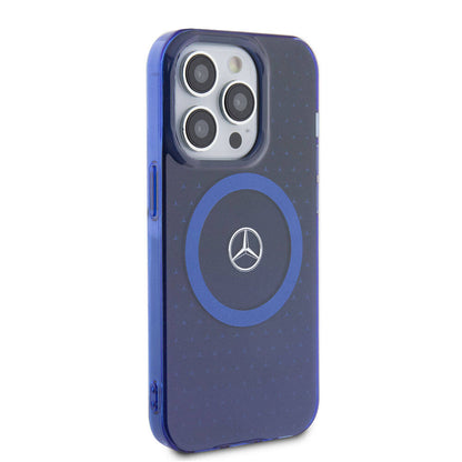 iPhone 15 Pro Kılıf Mercedes Benz Orjinal Lisanslı M-safe Şarj Özellikli Çift Katmanlı Mavi Yıldız Desenli Kapak