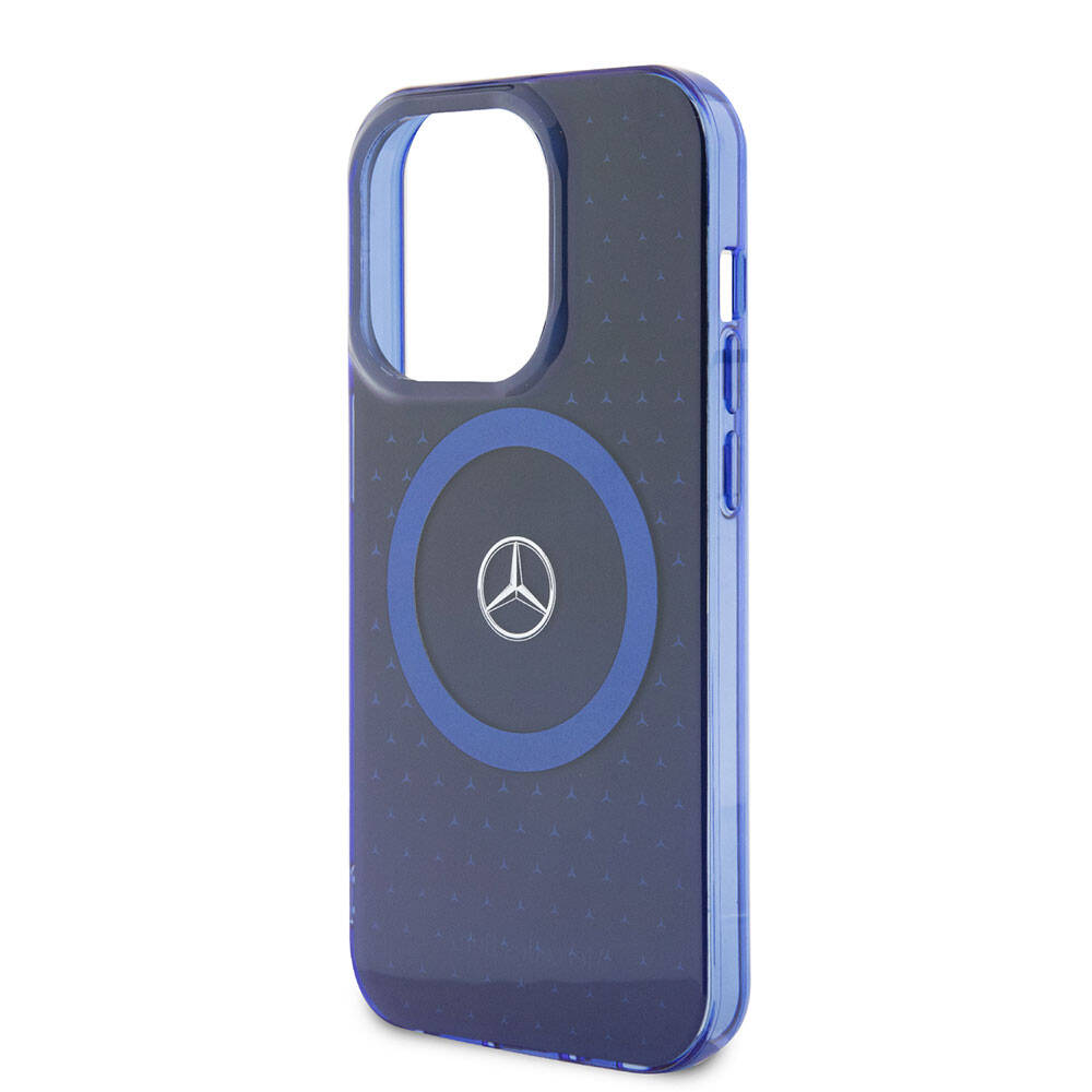 iPhone 15 Pro Kılıf Mercedes Benz Orjinal Lisanslı M-safe Şarj Özellikli Çift Katmanlı Mavi Yıldız Desenli Kapak