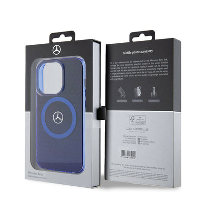 iPhone 15 Pro Kılıf Mercedes Benz Orjinal Lisanslı M-safe Şarj Özellikli Çift Katmanlı Mavi Yıldız Desenli Kapak