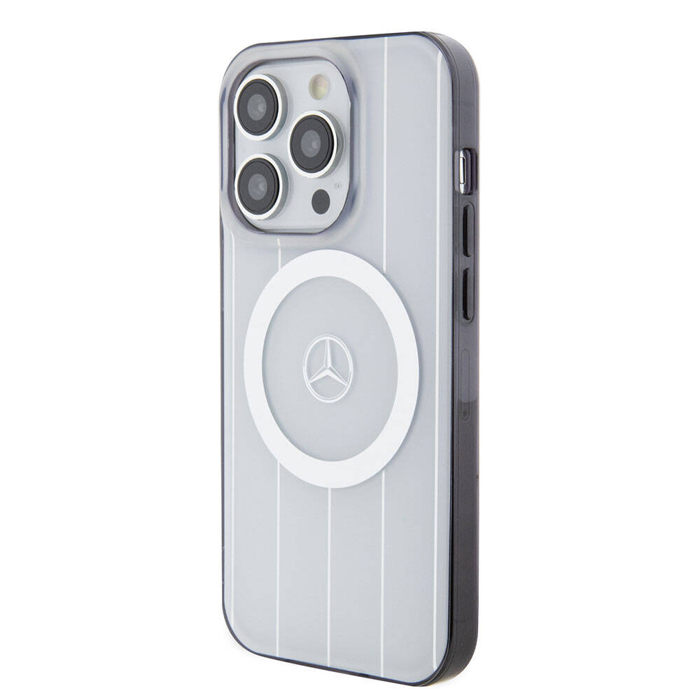 iPhone 15 Pro Kılıf Mercedes Benz Orjinal Lisanslı M-safe Şarj Özellikli Çift Katmanlı Paralel Çizgi Desenli Kapak