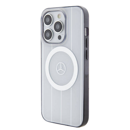 iPhone 15 Pro Kılıf Mercedes Benz Orjinal Lisanslı M-safe Şarj Özellikli Çift Katmanlı Paralel Çizgi Desenli Kapak