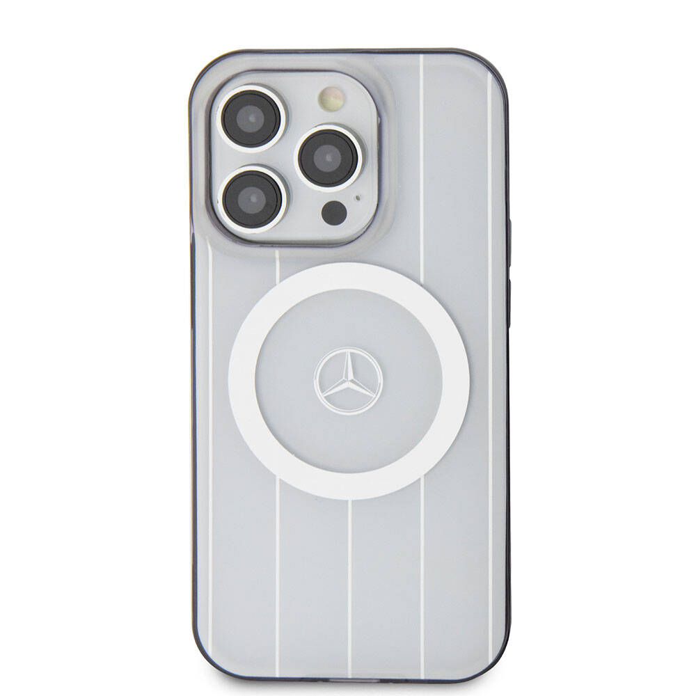iPhone 15 Pro Kılıf Mercedes Benz Orjinal Lisanslı M-safe Şarj Özellikli Çift Katmanlı Paralel Çizgi Desenli Kapak