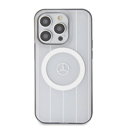 iPhone 15 Pro Kılıf Mercedes Benz Orjinal Lisanslı M-safe Şarj Özellikli Çift Katmanlı Paralel Çizgi Desenli Kapak