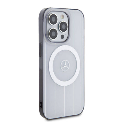 iPhone 15 Pro Kılıf Mercedes Benz Orjinal Lisanslı M-safe Şarj Özellikli Çift Katmanlı Paralel Çizgi Desenli Kapak