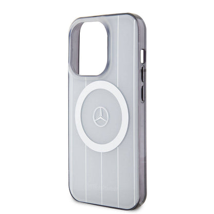iPhone 15 Pro Kılıf Mercedes Benz Orjinal Lisanslı M-safe Şarj Özellikli Çift Katmanlı Paralel Çizgi Desenli Kapak