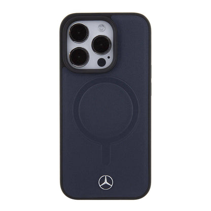 iPhone 15 Pro Kılıf Mercedes Benz Orjinal Lisanslı M-safe Şarj Özellikli Metal Yıldız Logolu Pürüzsüz Deri Kapak