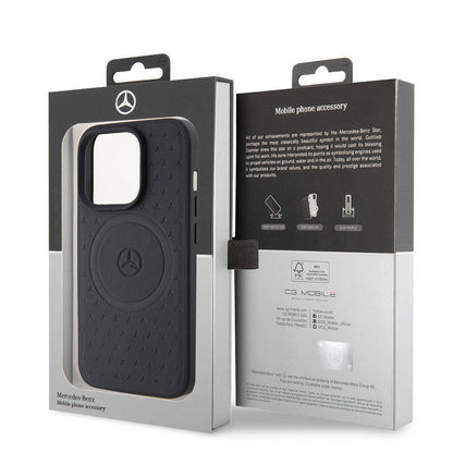 iPhone 15 Pro Kılıf Mercedes Benz Orjinal Lisanslı M-safe Şarj Özellikli Mühürlü Yıldız Desenli ve Logolu Deri Kapak