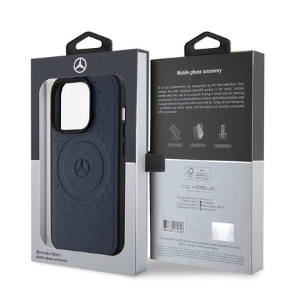 iPhone 15 Pro Kılıf Mercedes Benz Orjinal Lisanslı M-safe Şarj Özellikli Mühürlü Yıldız Desenli ve Logolu Deri Kapak