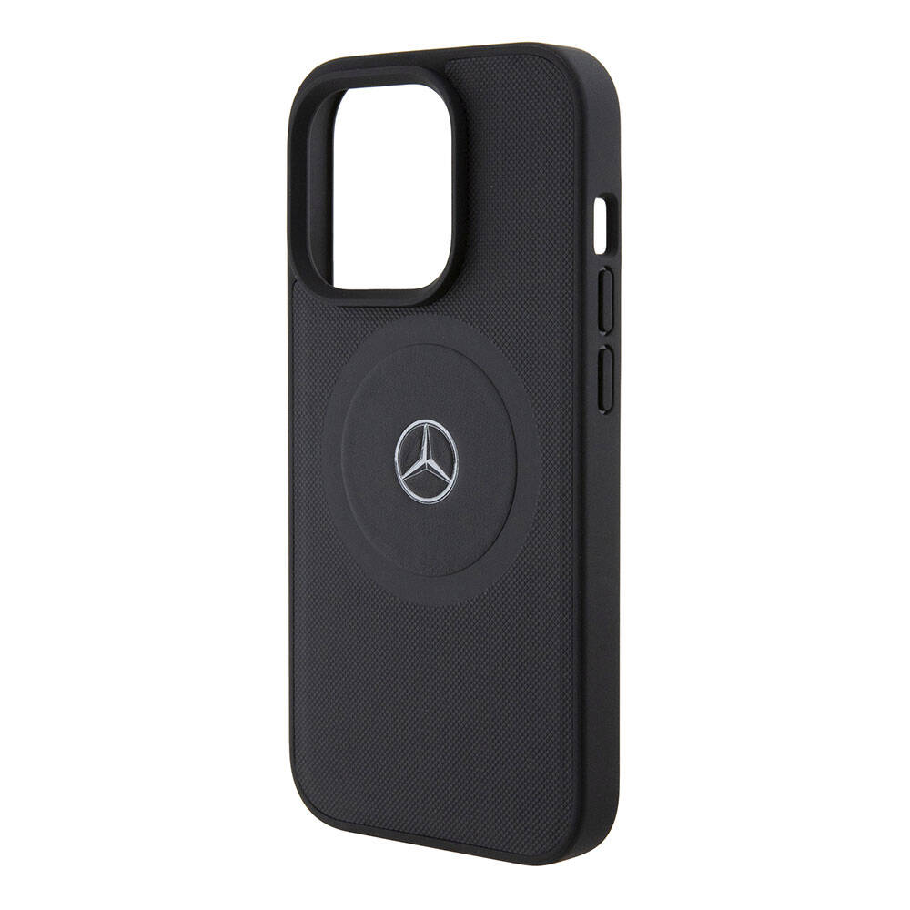 iPhone 15 Pro Kılıf Mercedes Benz Orjinal Lisanslı M-safe Şarj Özellikli Pike Desenli Baskı Logolu Deri Kapak