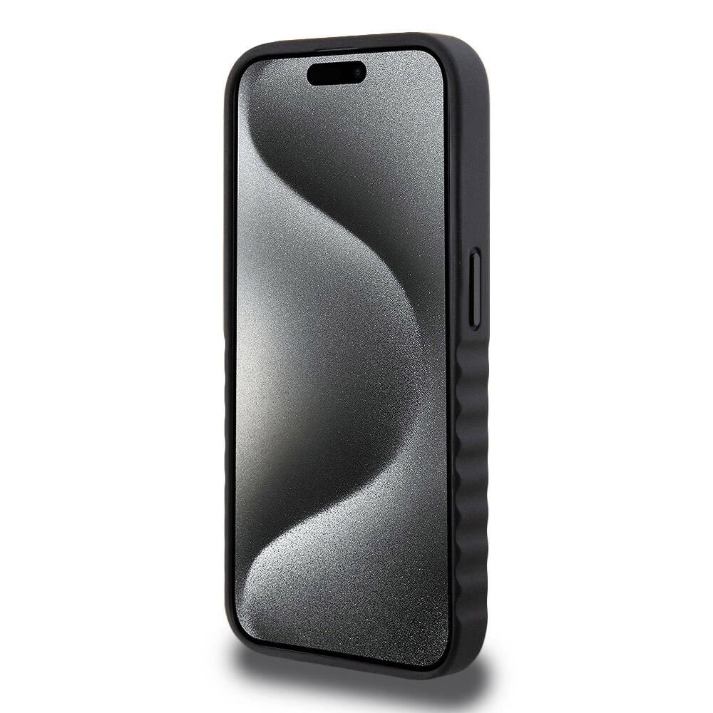 iPhone 15 Pro Kılıf Mercedes Benz Orjinal Lisanslı Tırtıklı Kenar Tasarımlı Metal Yıldız Logolu Pürüzsüz Hakiki Deri Kapak