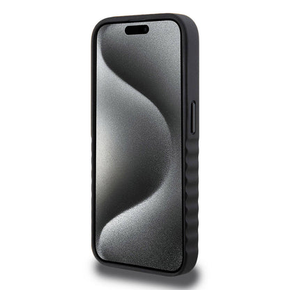iPhone 15 Pro Kılıf Mercedes Benz Orjinal Lisanslı Tırtıklı Kenar Tasarımlı Metal Yıldız Logolu Pürüzsüz Hakiki Deri Kapak