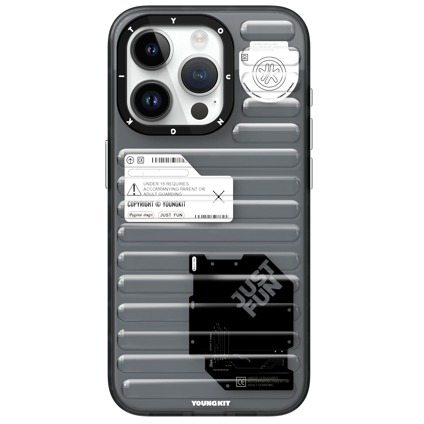iPhone 15 Pro Kılıf Şeffaf Renkli Tasarım YoungKit Fluorite Serisi Kapak