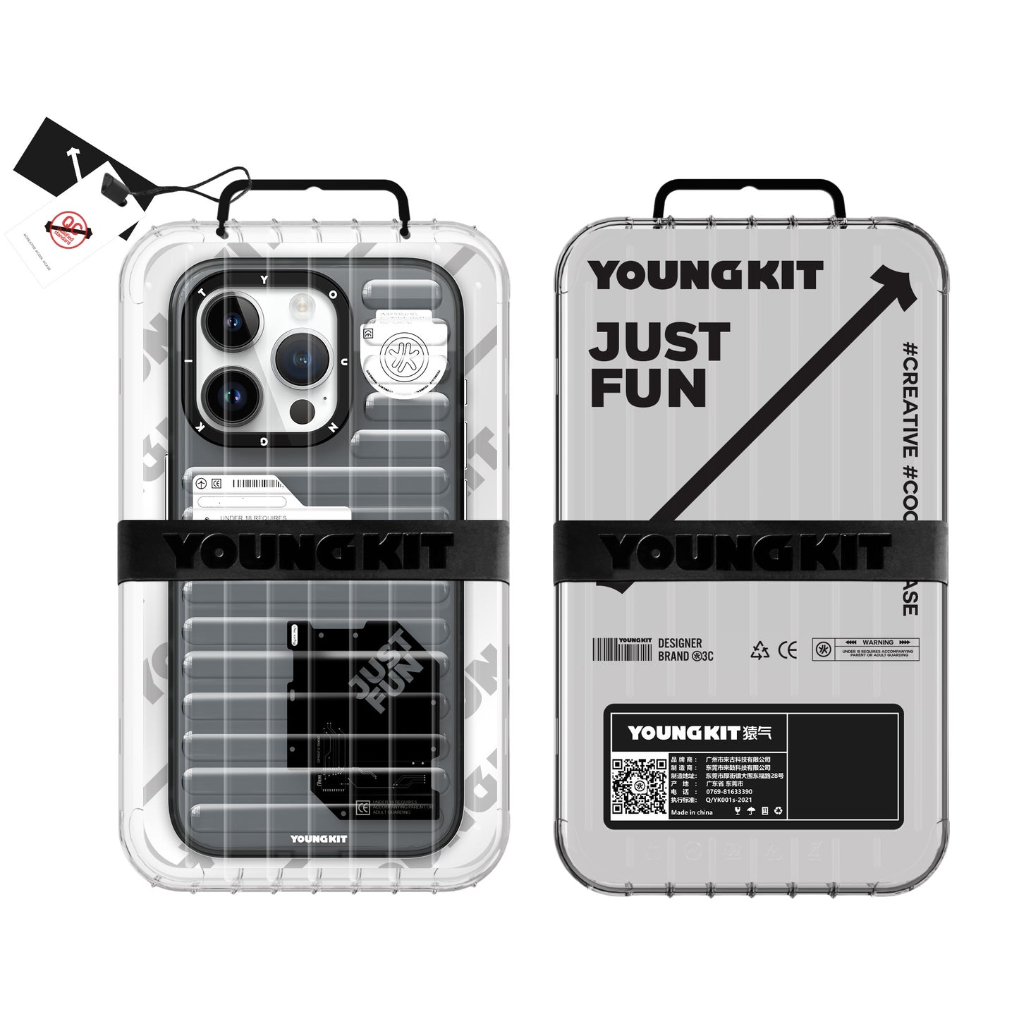 iPhone 15 Pro Kılıf Şeffaf Renkli Tasarım YoungKit Fluorite Serisi Kapak