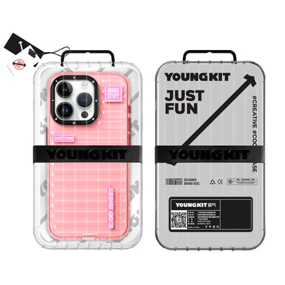 iPhone 15 Pro Kılıf Şeffaf Renkli Tasarım YoungKit Fluorite Serisi Kapak