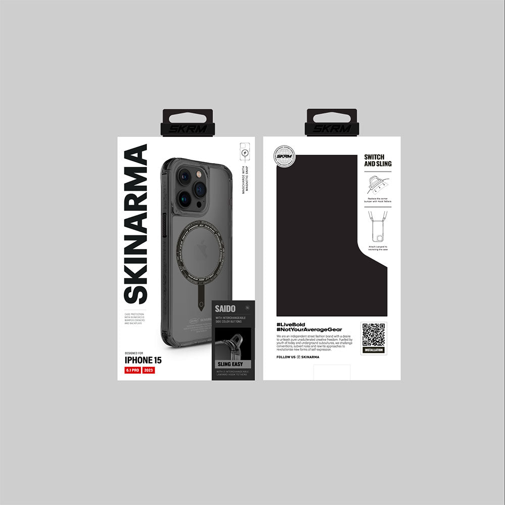 iPhone 15 Pro Kılıf SkinArma Şeffaf Airbag Tasarımlı M-safe Şarj Özellikli Saido Kapak