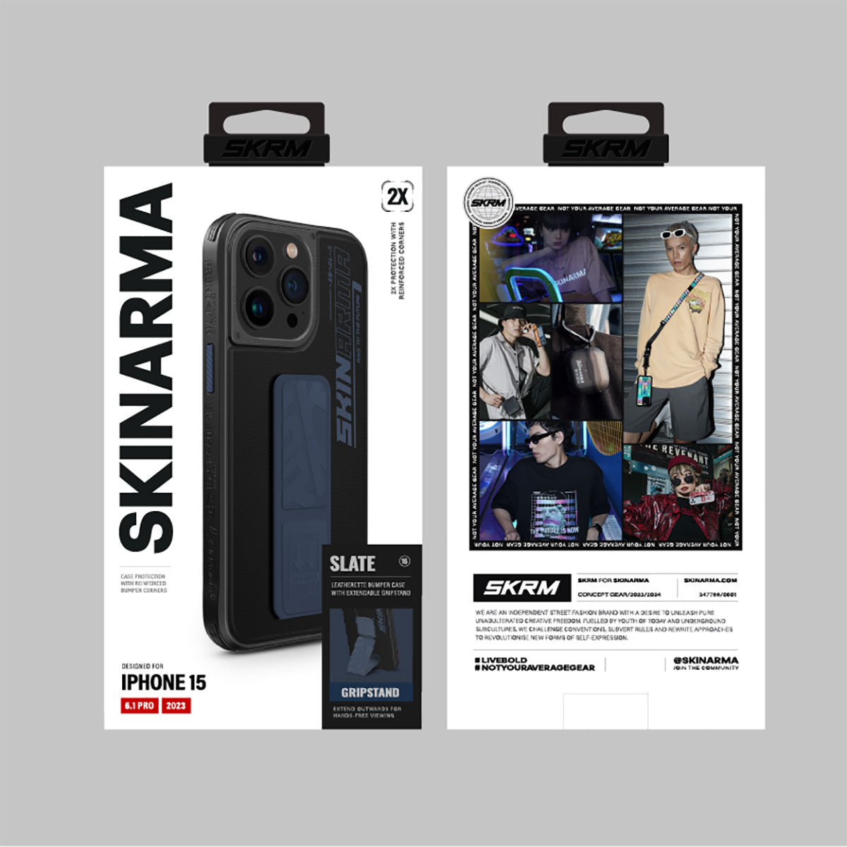 iPhone 15 Pro Kılıf SkinArma Standlı Deri Görünümlü Slate Kapak
