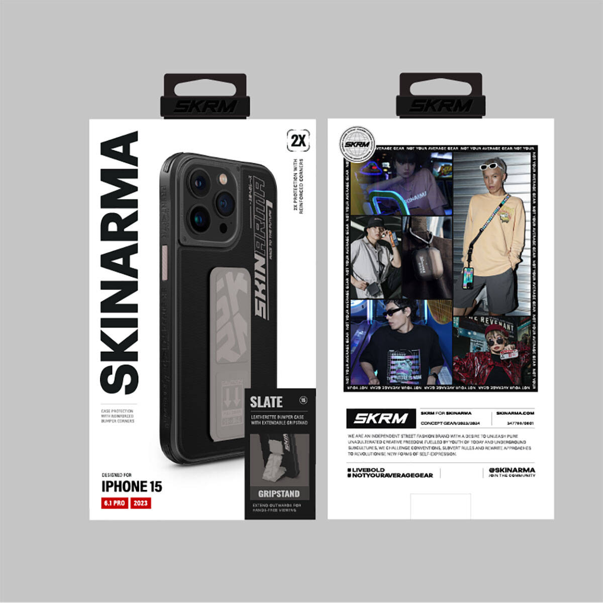 iPhone 15 Pro Kılıf SkinArma Standlı Deri Görünümlü Slate Kapak