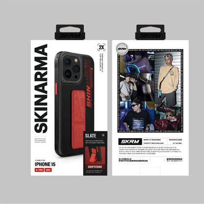 iPhone 15 Pro Kılıf SkinArma Standlı Deri Görünümlü Slate Kapak