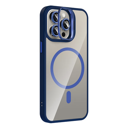 Apple iPhone 15 Pro Kılıf Standlı ve Kamera Lens Hediyeli M-Safe Şarj Özellikli Zore Etro Kapak