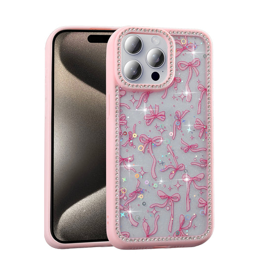 Apple iPhone 15 Pro Kılıf Taşlı ve Simli Tasarım Zore Azra Kapak