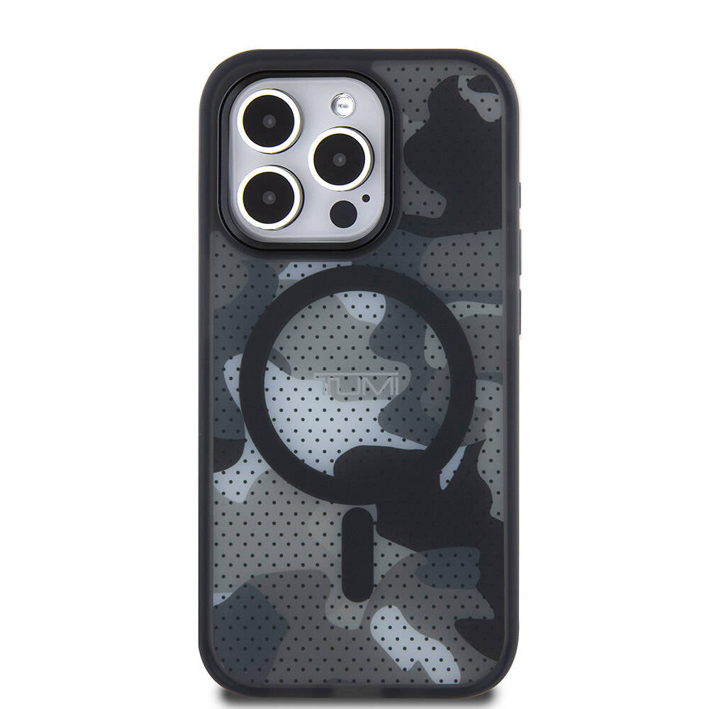 iPhone 15 Pro Kılıf TUMI Orjinal Lisanslı M-safe Şarj Özellikli Buzlanmış Saydam Ağ Kamuflajı Desenli Kapak