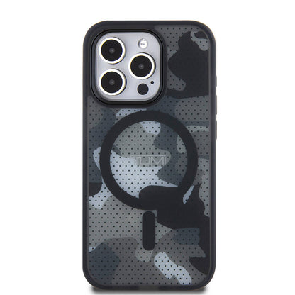 iPhone 15 Pro Kılıf TUMI Orjinal Lisanslı M-safe Şarj Özellikli Buzlanmış Saydam Ağ Kamuflajı Desenli Kapak