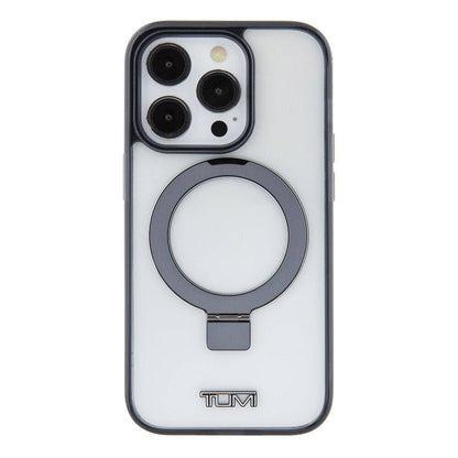 iPhone 15 Pro Kılıf TUMI Orjinal Lisanslı M-safe Şarj Özellikli Metal Logolu Ring Standlı Silikon Kapak