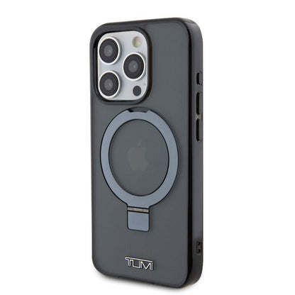 iPhone 15 Pro Kılıf TUMI Orjinal Lisanslı M-safe Şarj Özellikli PC TPU Metal Logolu Ring Standlı Kapak