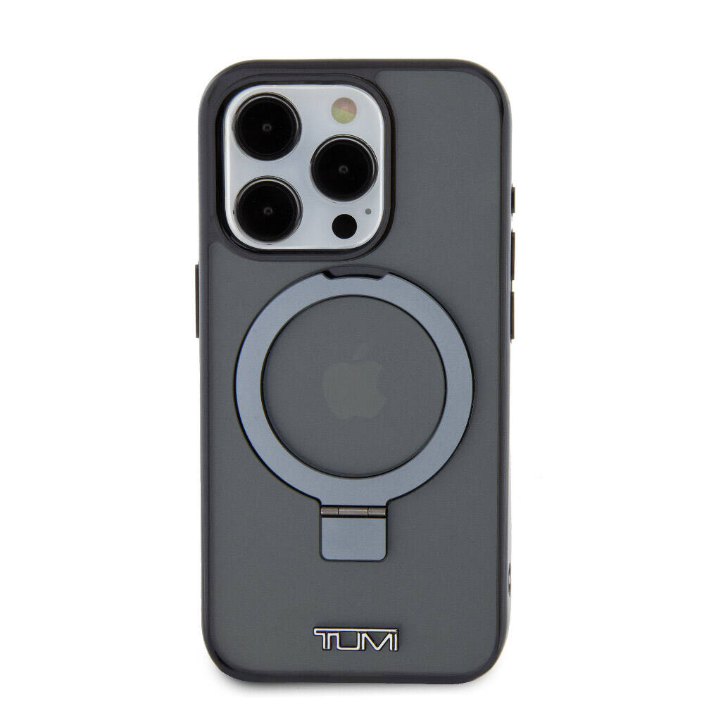 iPhone 15 Pro Kılıf TUMI Orjinal Lisanslı M-safe Şarj Özellikli PC TPU Metal Logolu Ring Standlı Kapak