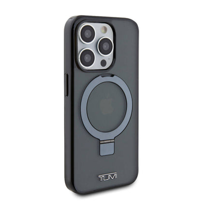 iPhone 15 Pro Kılıf TUMI Orjinal Lisanslı M-safe Şarj Özellikli PC TPU Metal Logolu Ring Standlı Kapak