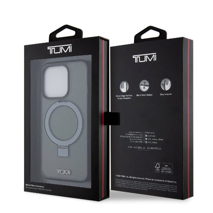 iPhone 15 Pro Kılıf TUMI Orjinal Lisanslı M-safe Şarj Özellikli PC TPU Metal Logolu Ring Standlı Kapak