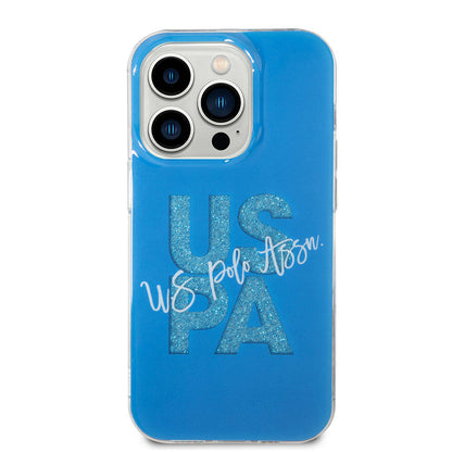 iPhone 15 Pro Kılıf U.S. Polo Assn. Orjinal Lisanslı Simli Parlak Alfabe Tasarım Kapak