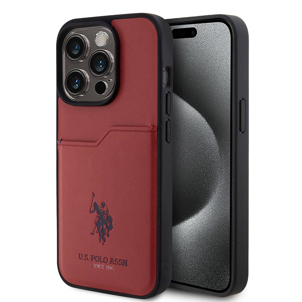 iPhone 15 Pro Kılıf U.S. Polo Assn. Orjinal Lisanslı Baskı Logolu PU Kartlıklı Kapak