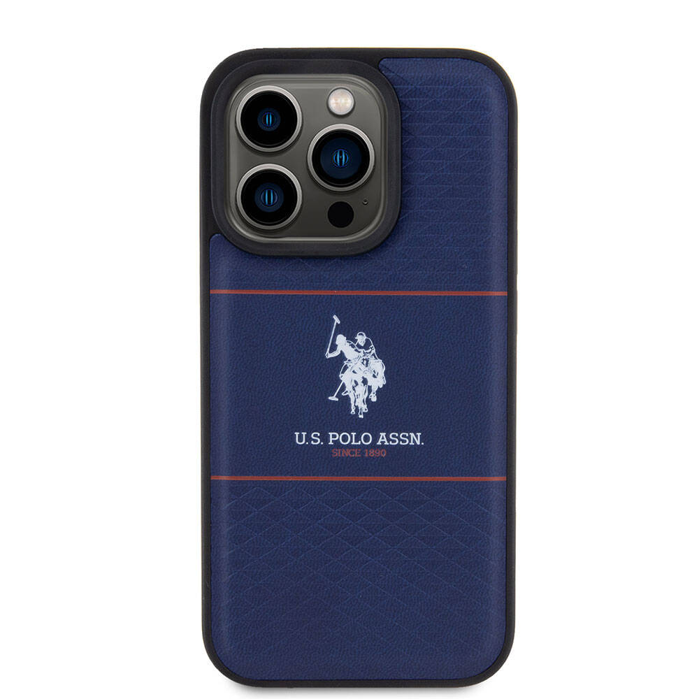 iPhone 15 Pro Kılıf U.S. Polo Assn. Orjinal Lisanslı Deri Şeritli Logo Dizayn Kapak