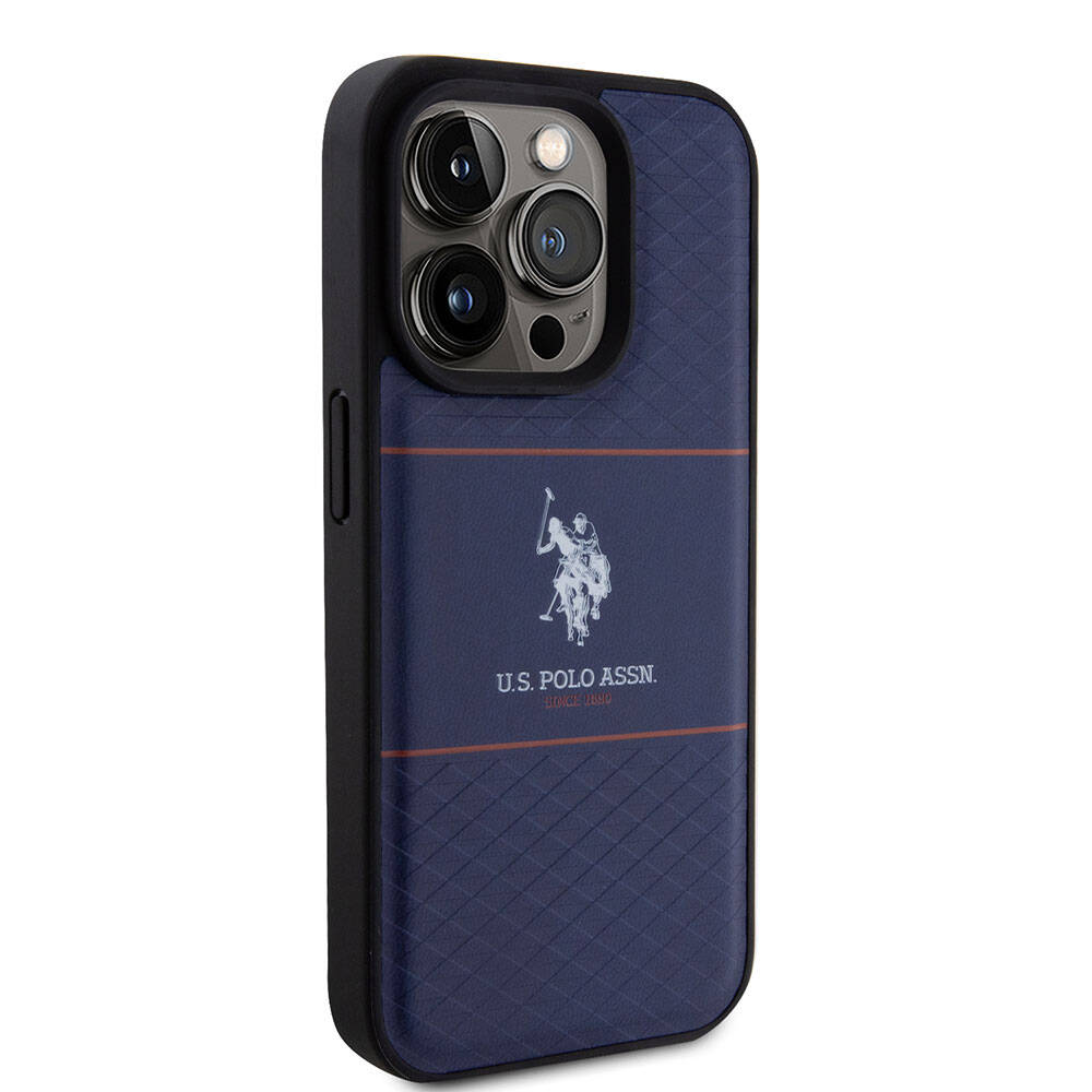 iPhone 15 Pro Kılıf U.S. Polo Assn. Orjinal Lisanslı Deri Şeritli Logo Dizayn Kapak