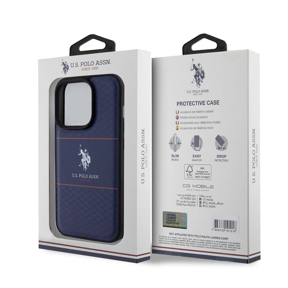 iPhone 15 Pro Kılıf U.S. Polo Assn. Orjinal Lisanslı Deri Şeritli Logo Dizayn Kapak