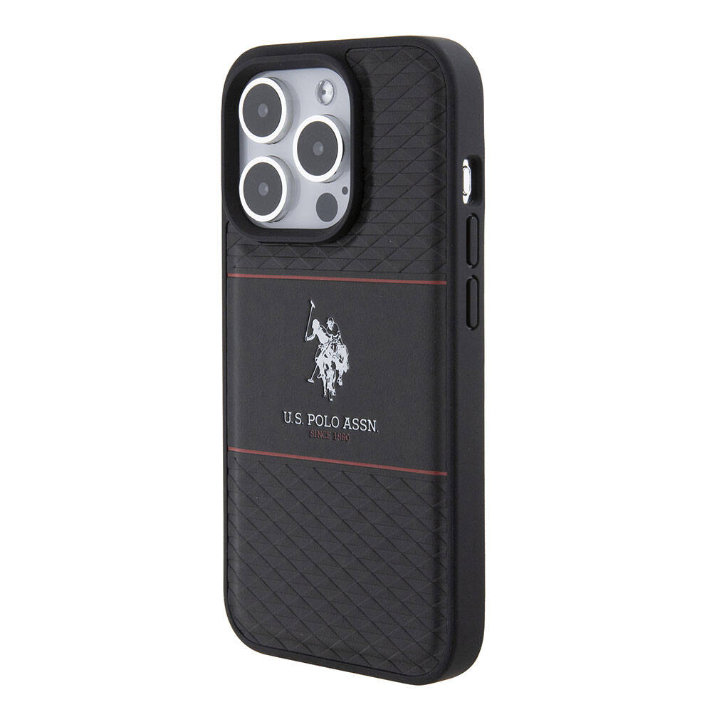 iPhone 15 Pro Kılıf U.S. Polo Assn. Orjinal Lisanslı Deri Şeritli Logo Dizayn Kapak