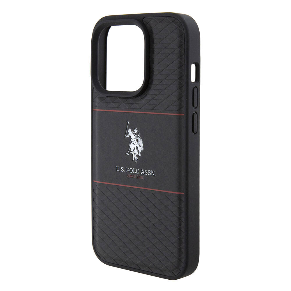 iPhone 15 Pro Kılıf U.S. Polo Assn. Orjinal Lisanslı Deri Şeritli Logo Dizayn Kapak