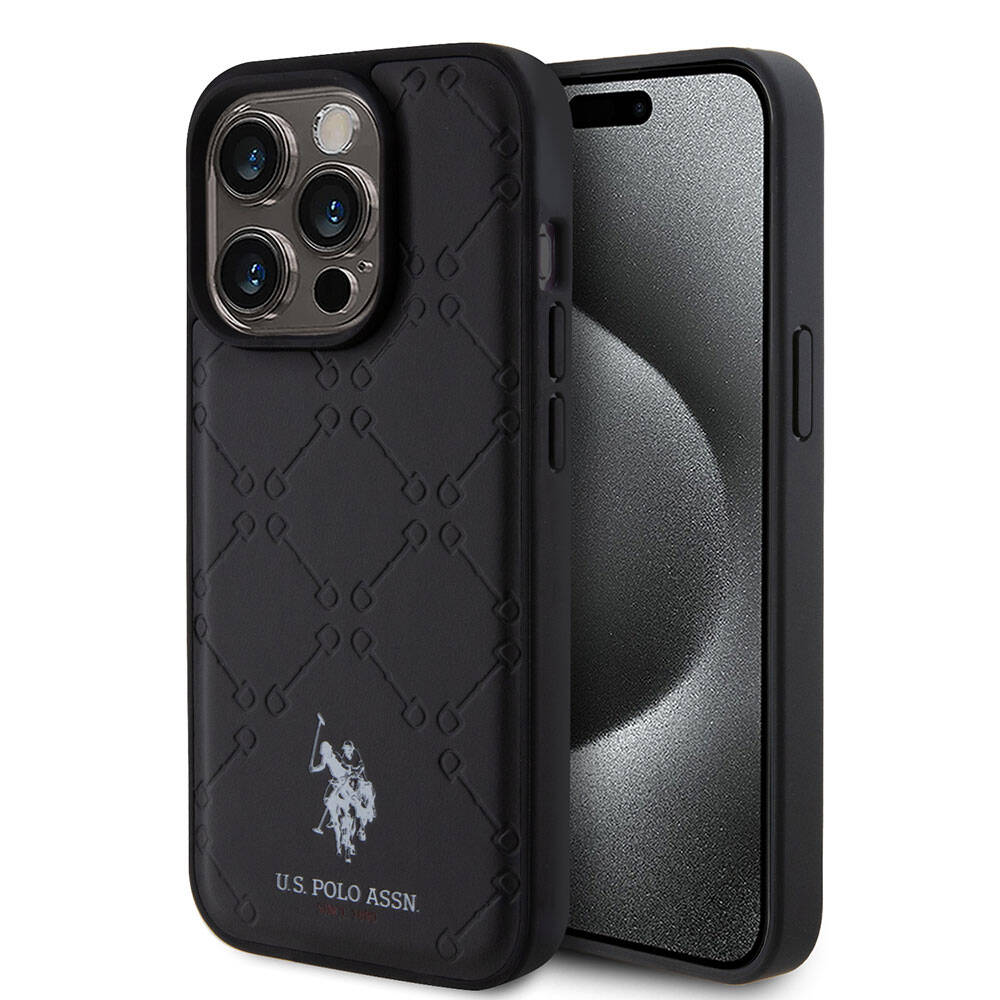 iPhone 15 Pro Kılıf U.S. Polo Assn. Orjinal Lisanslı HS Desenli Baskı Logolu Suni Deri Kapak