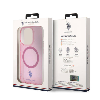 iPhone 15 Pro Kılıf U.S. Polo Assn. Orjinal Lisanslı M-safe Şarj Özellikli Transparan Tasarım Kapak